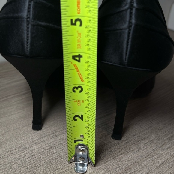 BCBGirls Black Satin Peep Toe Heels | Size 9W - Picture 7 of 10